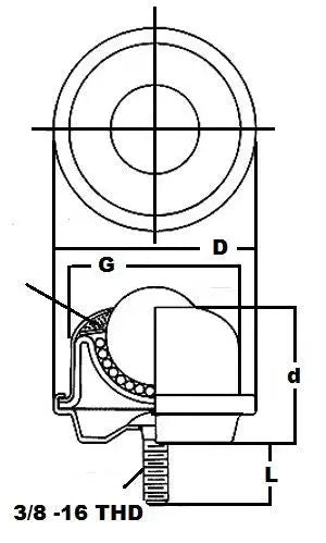 1-1/2" 螺柱式球形滚珠 CSBT-1-1/2" CS/SS 3/8" 螺纹杆