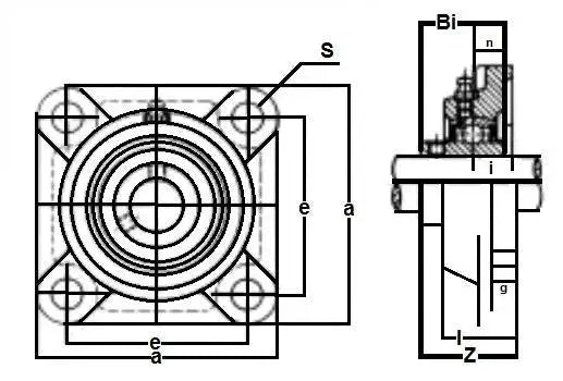 1-1/4 Inch Flanged Mounted Bearing Unit With Square 4-Bolt Housing And Set Screw Lock For 1-1/4 Shaft Built Tough For Conveyors Machinery And Farm Gear Heavy-Duty Industrial Support Easy Mounting Durable Bearing Assembly
