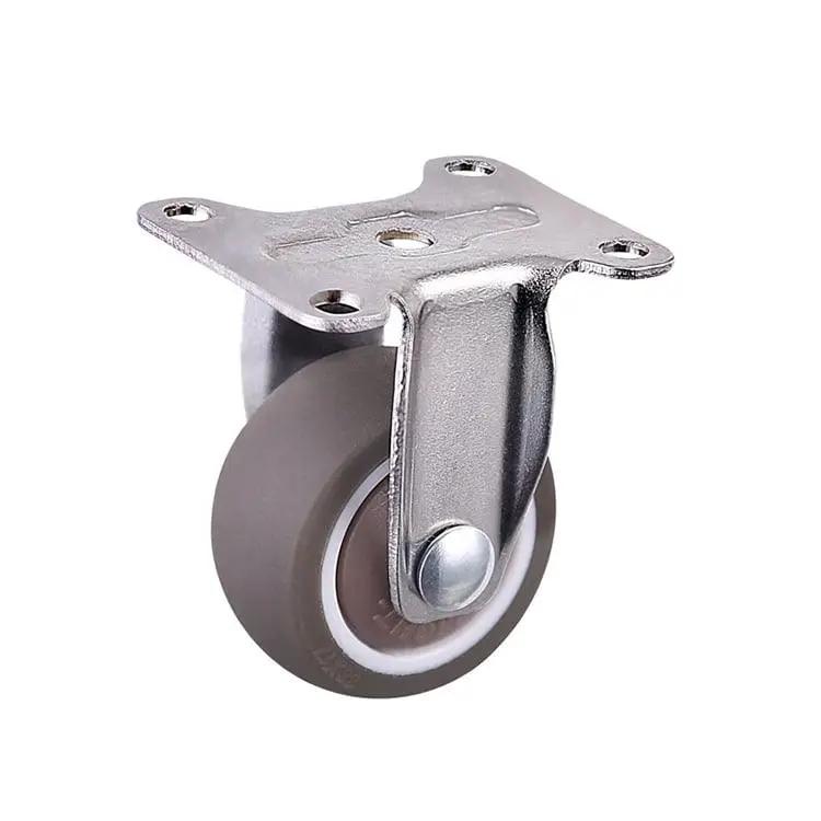 1"inch Caster Wheel 62 Lbs Load TPE Elastic Rubber Fixed - Top Plate Mount
