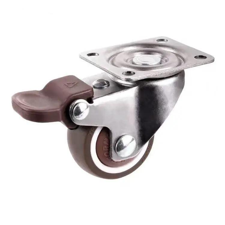 1"inch Caster Wheel PU TPE Elastic Rubber Wheel - Top Plate - Brakes