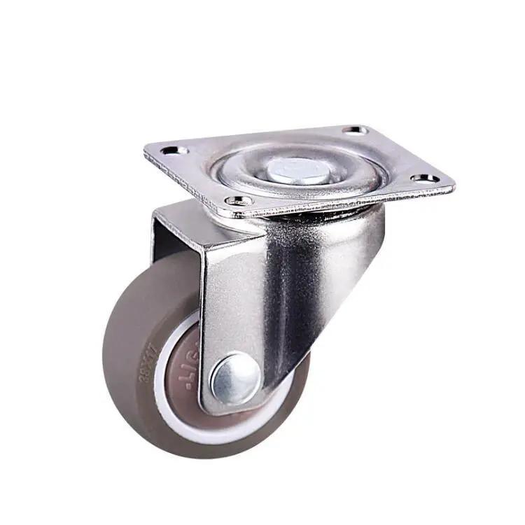 1"inch Universal Caster Wheel PU TPE Elastic Rubber Wheel - Top Plate Mount