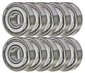 Cool 10 Pack Of R1038ZZ Metal Shielded Miniature Ball Bearings For Gears And Wheels. High Strength Chrome Steel Inner Ring Measures 3/8 Inch By 5/8 Inch Thick At 5/32 Inches Double Shields Protect Parts From Dust And Grime To Keep Your Projects Rolling