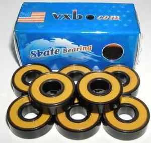 Dope Set Of 100 Black Skate Bearings With Removable Yellow Seals And Fast Nylon Cage For Inline Skates And Trucks Made From High Strength Chrome Steel
