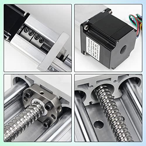 100mm Stroke CNC Linear Stage Motion Actuator, Double Optical Axis X Y Z Axis Linear Slide Rail Aluminum Alloy Cross Sliding Table SBR16 Linear Rail Guide SFU1605 Ballscrew for CNC