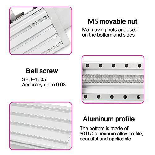 100mm Stroke CNC Linear Stage Motion Actuator X Y Z Axis Linear Slide Rail Aluminum Alloy Cross Sliding Table Linear Rail Guide SFU1605 Ballscrew+Nema23 57 Stepper Motor for CNC