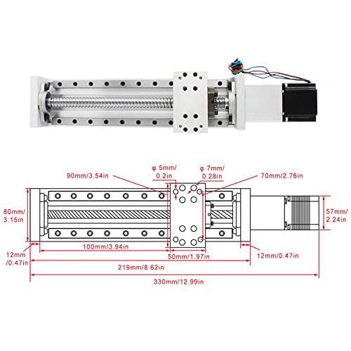 100mm Stroke CNC Linear Stage Motion Actuator X Y Z Axis Linear Slide Rail Aluminum Alloy Cross Sliding Table Linear Rail Guide SFU1605 Ballscrew+Nema23 57 Stepper Motor for CNC