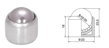3/4" Main Ball - 23mm Drop-in Ball Transfer Unit