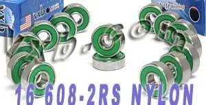 16 inline Skate Bearing Nylon Cage Sealed