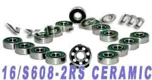 16 Inline/Rollerblade Chrome staal afgesloten hybride keramische kogellagers