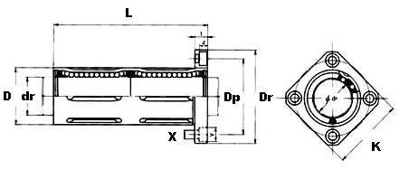 16mm Long Square Flanged Bushing Linear Motion Bearing LMK16LUU LBK16LUU