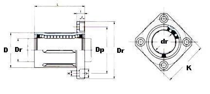 16mm Square Flanged Bushing Linear Motion Bearing LBK16UU LMK16UU
