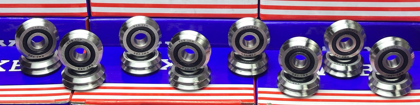 16-Pack RM2-2RS 3/8'' V-Groove Roller Ball Bearing W2-2RS