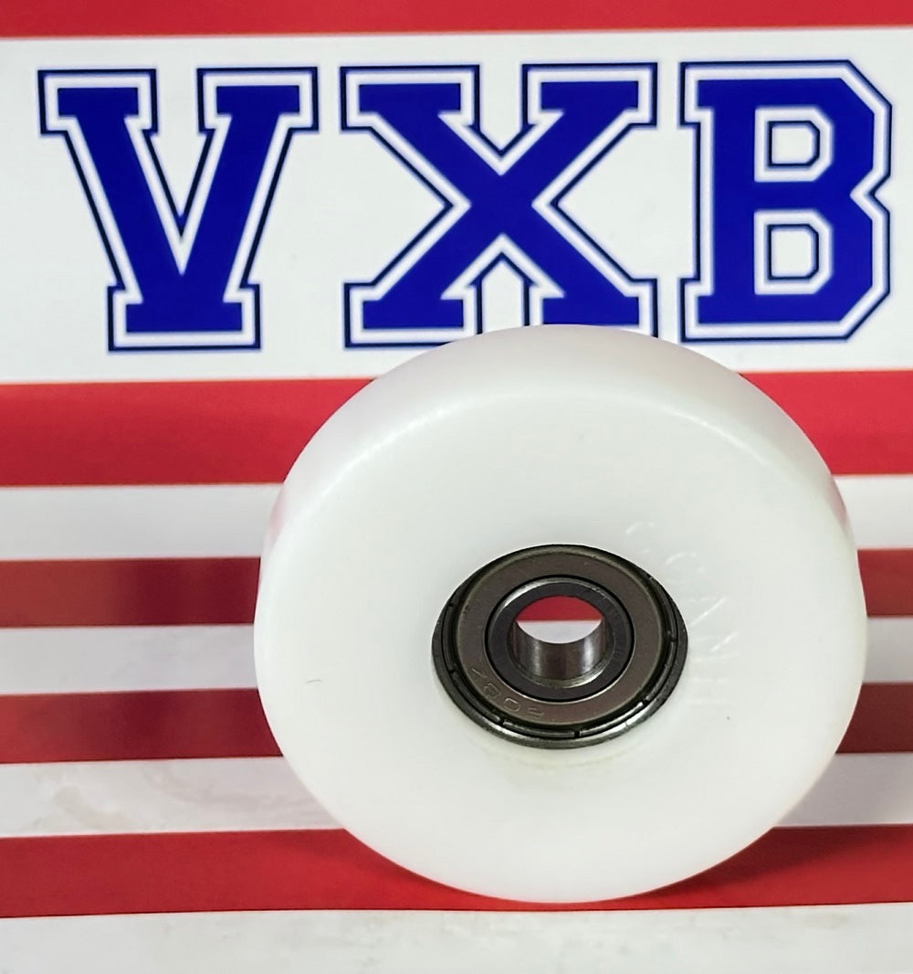 8mm Bore Bearing - 50mm White Plastic Tire 8x50x12mm