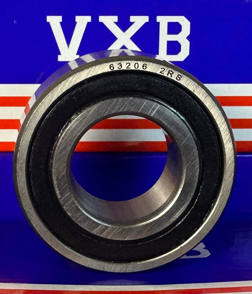 Vòng bi cầu 63206-2RS hai lớp kín trong, đường kính trong 30mm, đường kính ngoài 62mm, chiều rộng 23.6mm