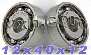 ลูกปืนเม็ดกลม 2 ตัว ขนาด 12x40x12 แบบเปิด