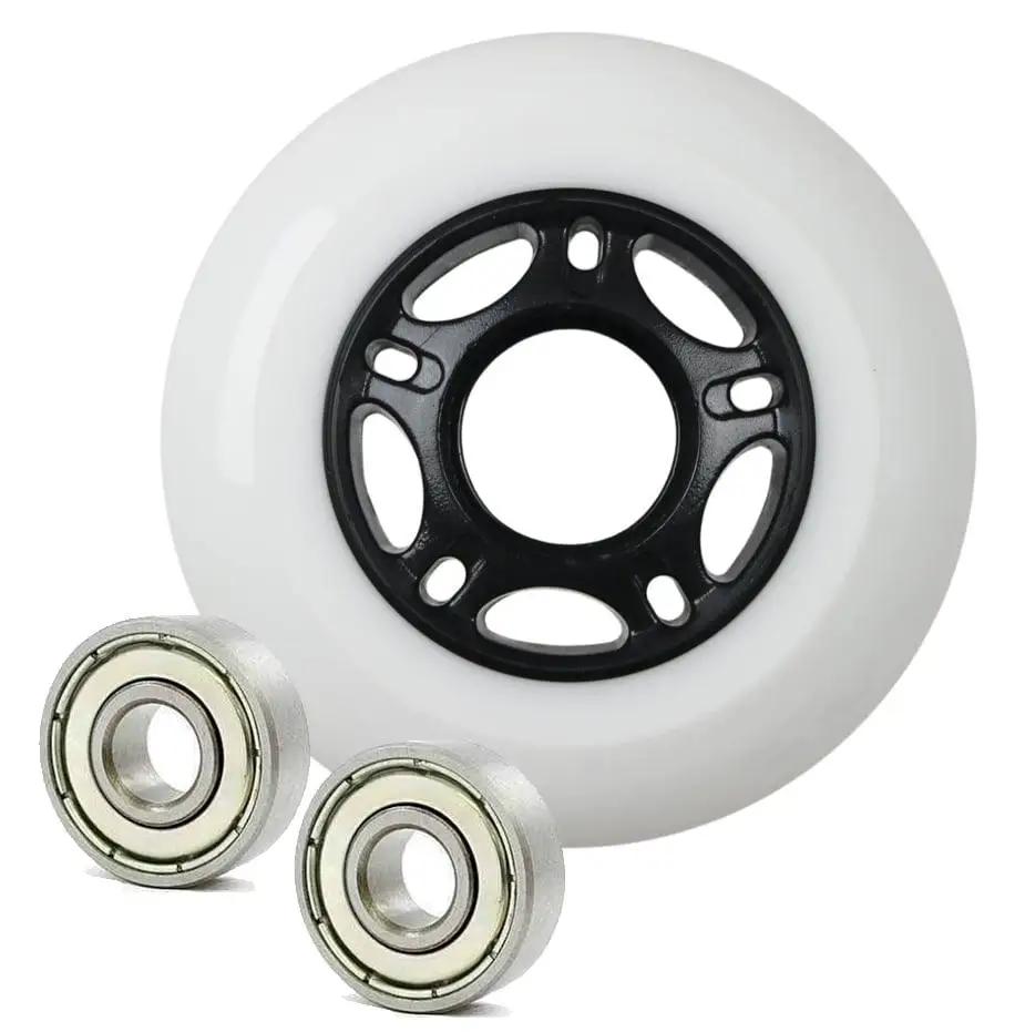 22mm ID 76mm OD Luggage White Wheel + 2 Shielded Bearing 10x22x6mm