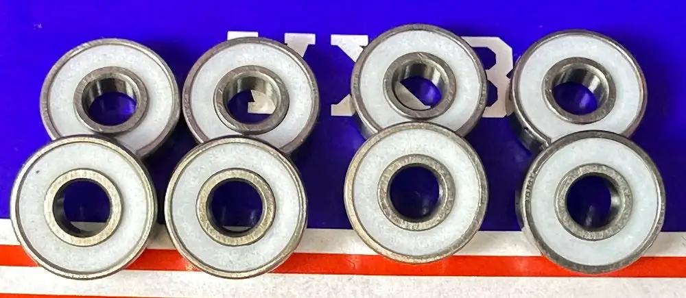 8-Pack 608-2TS Skateboard Hybrid Ceramic Bearings PTFE Sealed