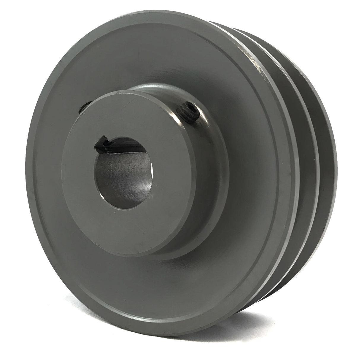 2BK45-1" Cast iron Sheave Pulley for Dual V-Belt size 5L, B OD : 4.5" ID: 1" Double Grooves Pulley 2BK451