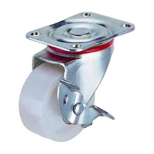 3"inch Caster Wheel - Center Brake Plastic - Top Plate Mount