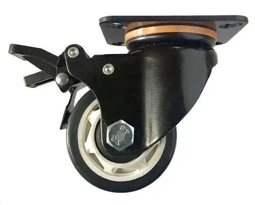 3"inch Caster Wheel 441 Lbs - Brake PU - Polypropylene - Top Plate Mount