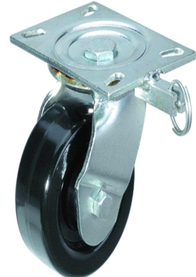 4"inch Caster Wheel 441 Lbs - Center Brake Phenolic - 0-180ºC - Top Plate Mount