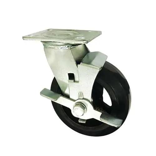 4"inch Heavy Duty Caster Wheel 441 Lbs Side brake Rubber - Top Plate Mount