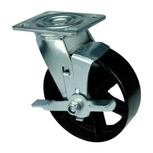 4"inch Heavy Duty Caster Wheel 441 Lbs - Center Brake Cast iron - Top Plate Mount