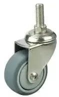40mm Caster Wheel Threaded - Stem Stainless Steel TPR