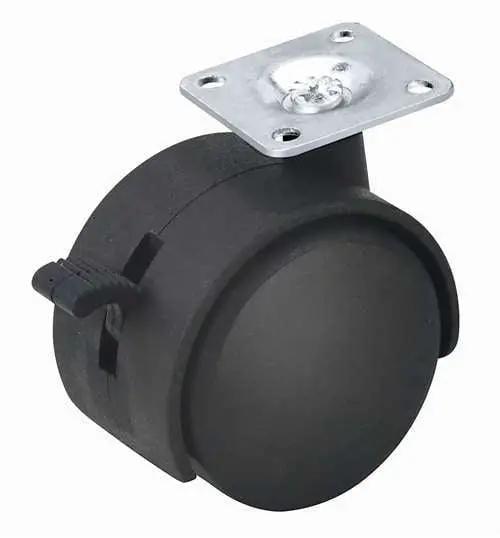 40mm Caster Wheel 55 Lbs - Brake Nylon - Top Plate Mount
