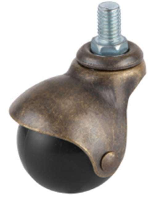 40mm Caster Wheel 55 Lbs - Bronze Vintage - M8 Threaded Stem