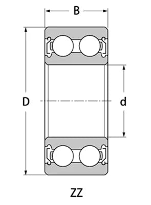 4302-2RS Sealed Angular Contact 2-Row Bearing 15x42x17mm