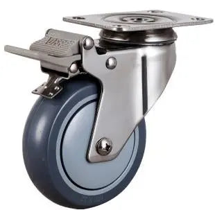 4"inch Caster Wheel w/ Brake - Plate Stainless Steel TPR