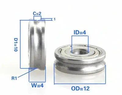4mm Bore Bearing - 12mm Pulley U-Groove Track Roller 4x12x4mm