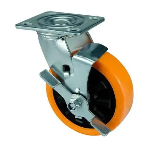 5"inch Heavy Duty Caster Wheel Side brake PU - Top Plate Mount