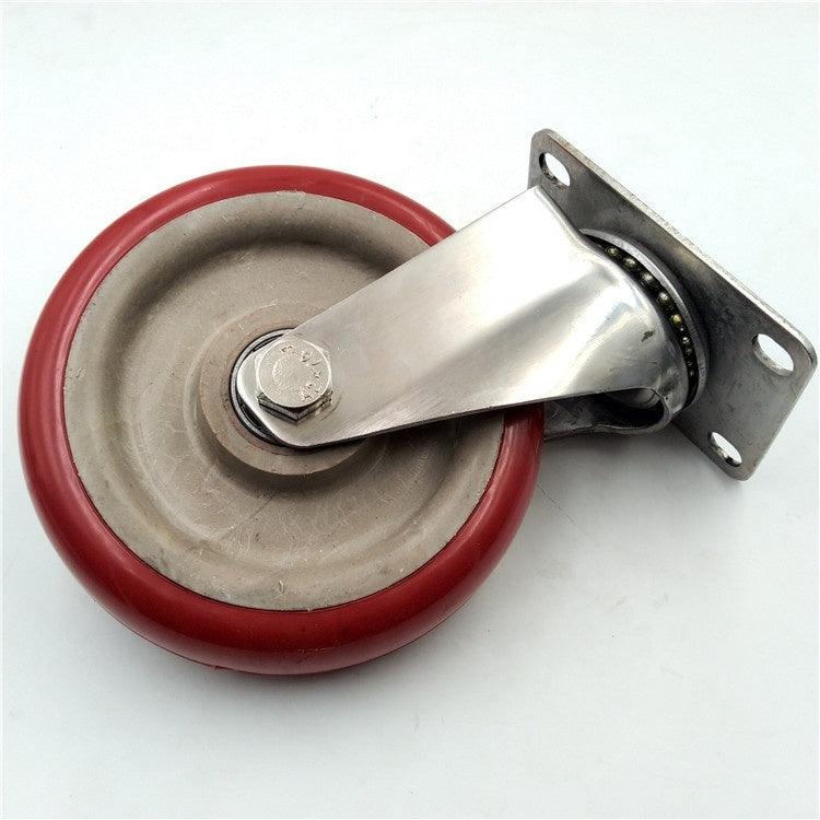 5" Stainless Steel Caster PU Wheel - Top Plate Mount