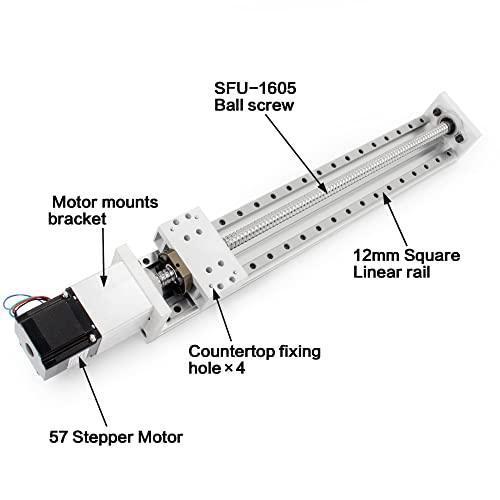 500mm Stroke CNC Linear Stage Motion Actuator X Y Z Axis Linear Slide Rail Aluminum Alloy Cross Sliding Table Linear Rail Guide SFU1605 Ballscrew+Nema23 57 Stepper Motor for CNC