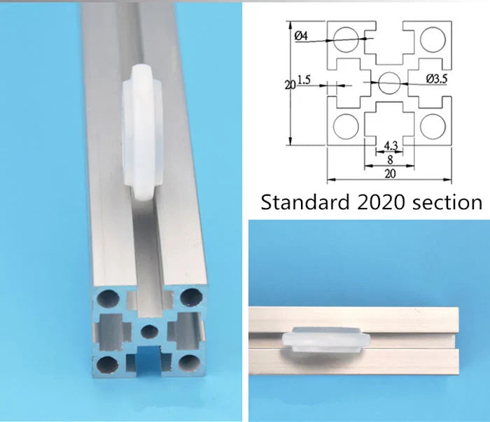 5mm Bore 2020 Aluminum Extrusion Profile 25mm POM Plastic Y Type Track Sliding Wheel Bearing 5x25x7mm