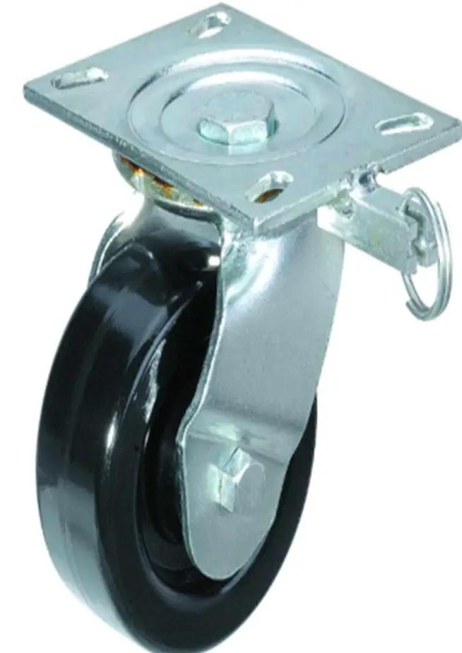 6"inch Caster Wheel 882 Lbs - Center Brake Phenolic - 0-180ºC - Top Plate Mount
