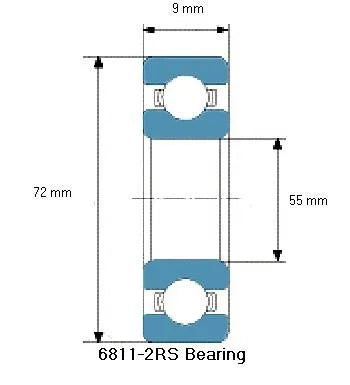 ตลับลูกปืนร่องลึก 6811-2RS Bearing Deep Groove 6811-2RS