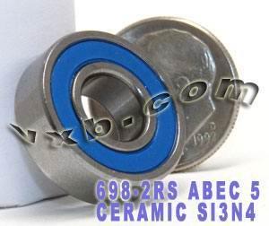 698-2RS แบริ่ง 8x19x6 SI3N4 เซรามิก ABEC-5 ขนาดเล็ก