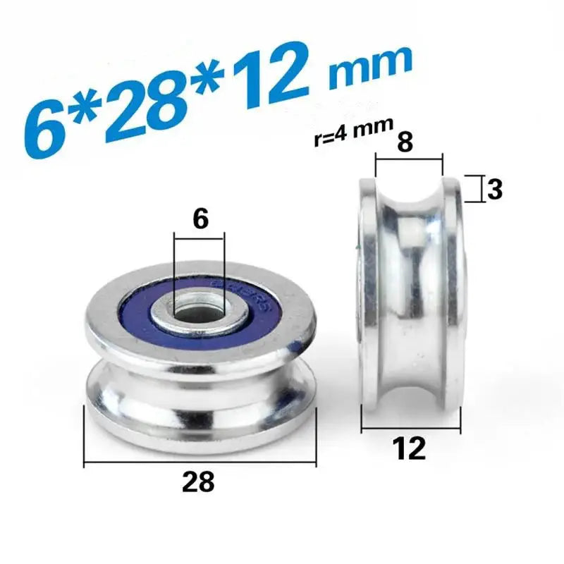 6mm Bore Sealed U-Groove Track Roller Pulley Bearing 6x28x12mm
