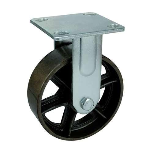 8"inch Heavy Duty Caster Wheel 661 Lbs Fixed Black Cast iron - Top Plate Mount