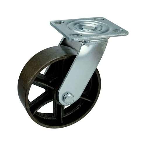 8"inch Heavy Duty Caster Wheel 661 Lbs - Black Cast iron - Top Plate Mount