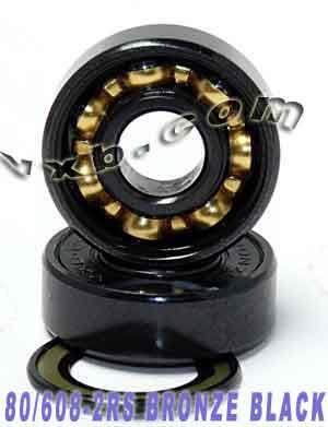80-pack 608b-2rs Skateboard/inline skate/rollerblade/hockey/fidget spinner zwarte lagers bronzen kooi