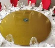 63" Gold Tempered Glass Heavy Duty Lazy Susan - Turntable Bearing Base