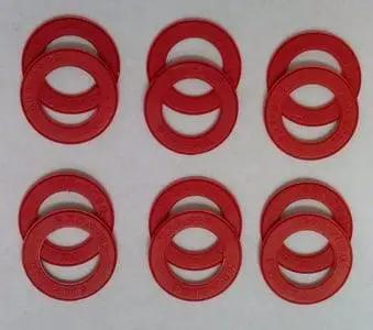 12-Pack Red Rubber Seals for 608 Skate Bearings