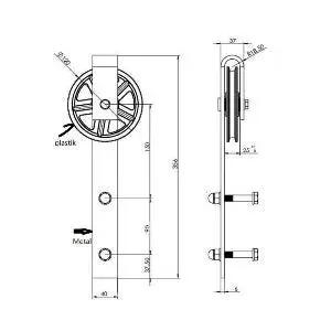 Black Rustic Carbon Steel & POM Sliding Barn Door Roller Set