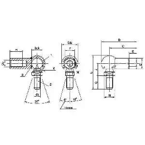 CS12 12mm L-vormige kogelgewrichtstanguiteinde lager