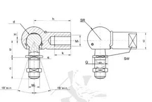 CS19L 19mm L-Shape Ball Joint Rod End Bearing