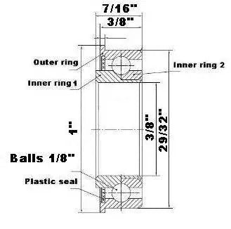 F1229 Flanged Bearing - Full Complement - 3/8" x 29/32" x 7/16"